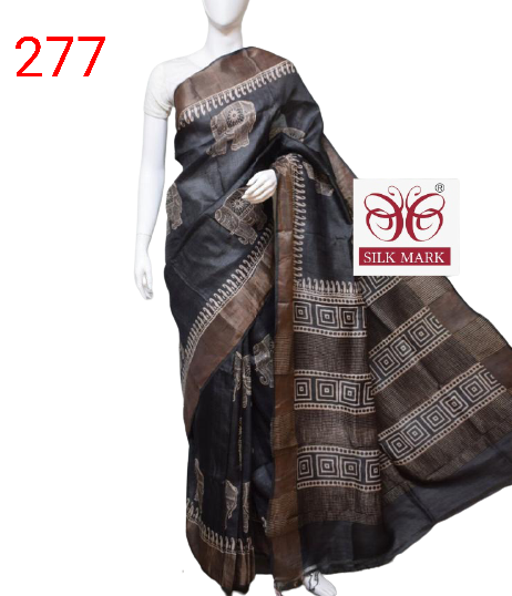 Pure Tussar Silk print saree