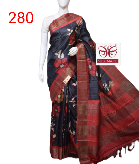 Pure Tussar Silk print saree