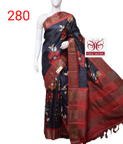 Pure Tussar Silk print saree