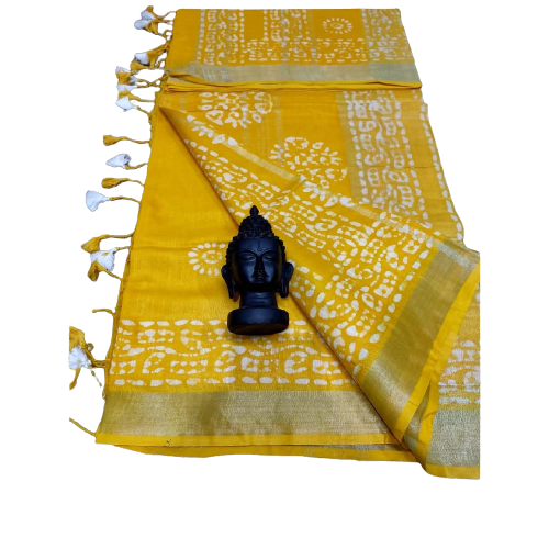 Khadi linen batik print saree SILK ZONE