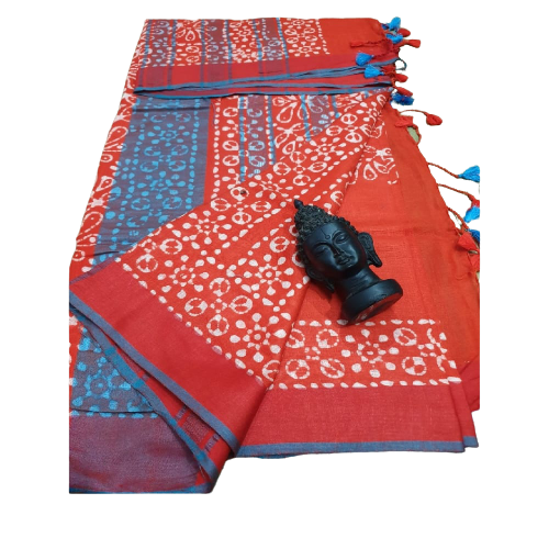 Khadi linen batik print saree SILK ZONE