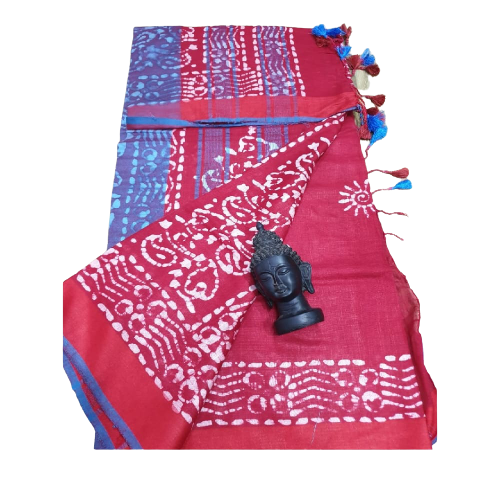 Khadi linen batik print saree SILK ZONE