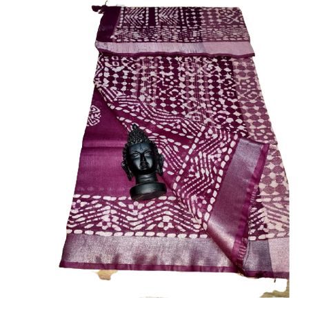 Khadi linen batik print Saree SILK ZONE