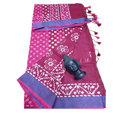 Khadi linen batik print saree SILK ZONE