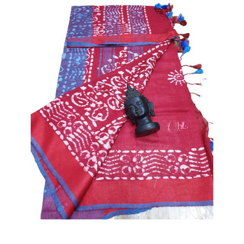 Khadi linen print saree SILK ZONE