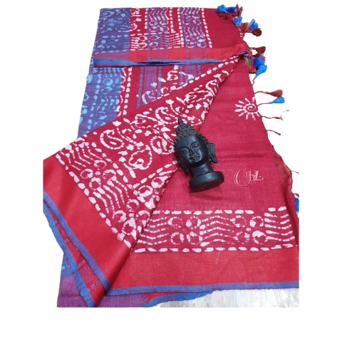 Khadi linen print saree SILK ZONE