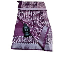Khadi linen batik print saree SILK ZONE