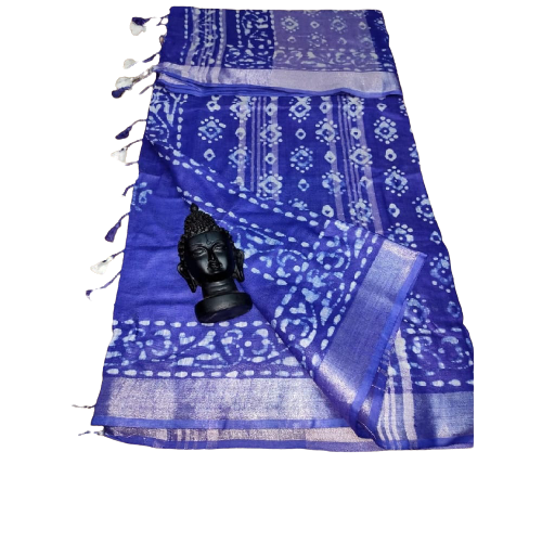 Khadi linen print saree SILK ZONE