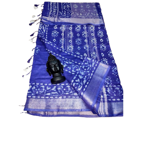 Khadi linen print saree SILK ZONE