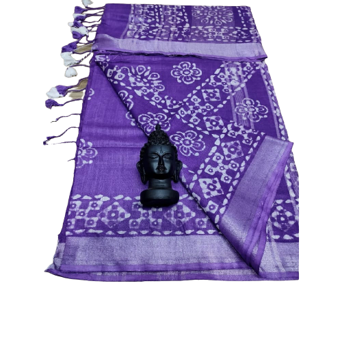 Khadi linen batik print saree SILK ZONE