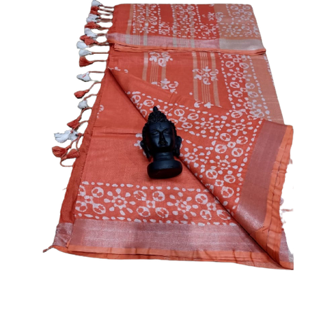 Khadi linen batik print saree SILK ZONE