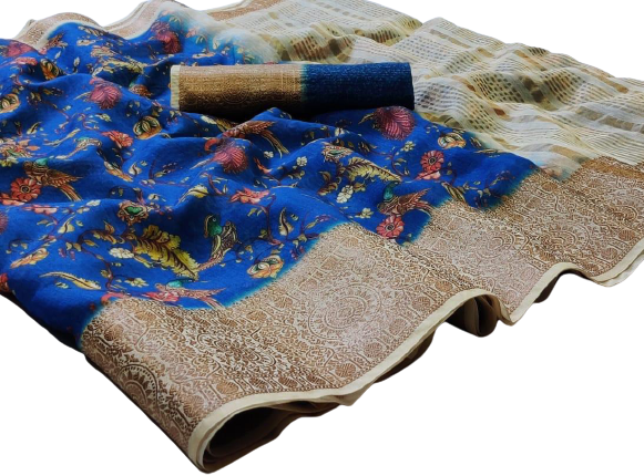 Linen jacquard saree M J HANDLOOMS