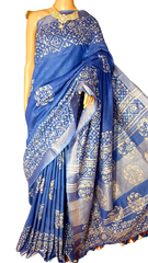 Khadi linen batik print saree MJ Handlooms