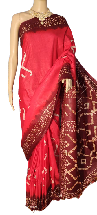 Khadi linen batik print saree MJ Handlooms