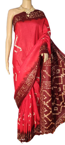 Khadi linen batik print saree MJ Handlooms