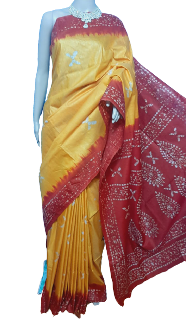 Khadi linen batik print saree MJ Handlooms