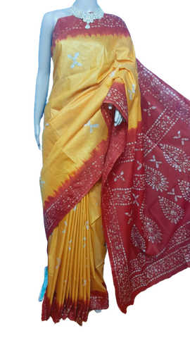 Khadi linen batik print saree MJ Handlooms