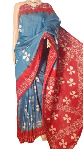 Khadi linen batik print saree MJ Handlooms