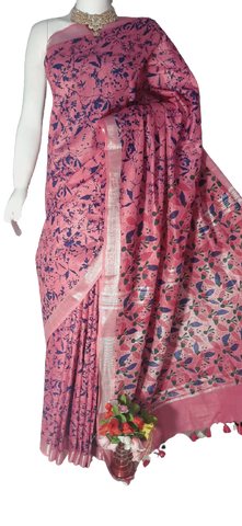 Khadi Linen batik print saree MJ Handlooms