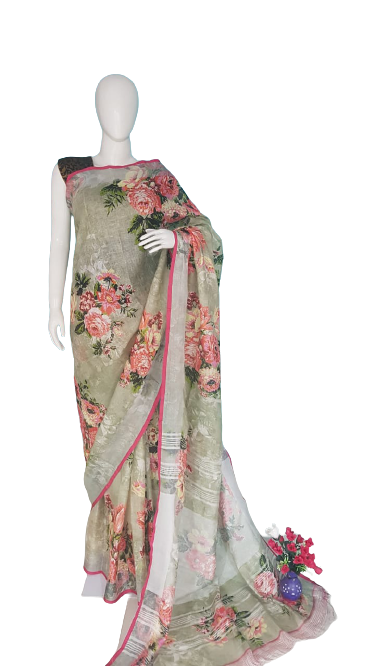 Linen digital print saree Yasir