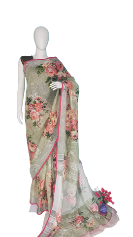 Linen digital print saree Yasir