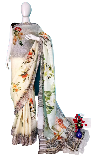 Linen digital print saree Yasir