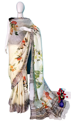 Linen digital print saree Yasir