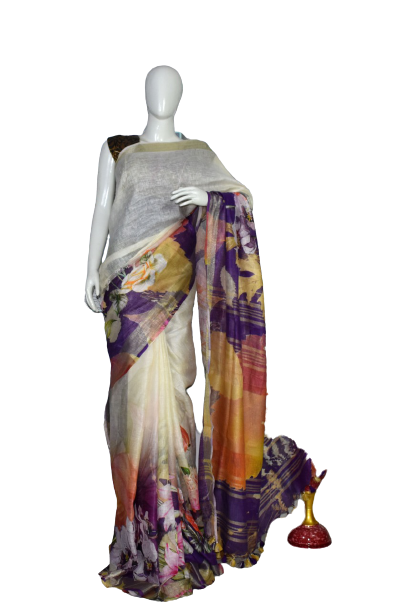 Linen digital print saree Yasir