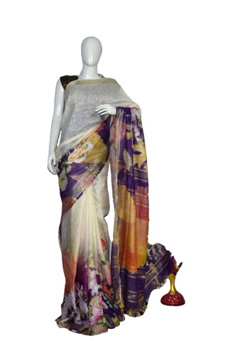 Linen digital print saree Yasir