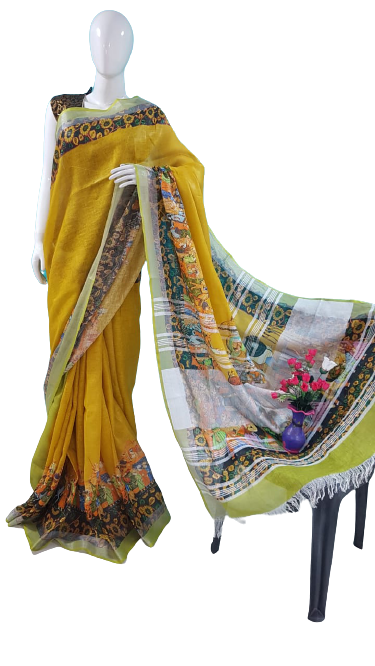 Linen digital print saree Yasir