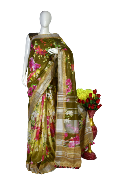 Linen digital print saree Yasir