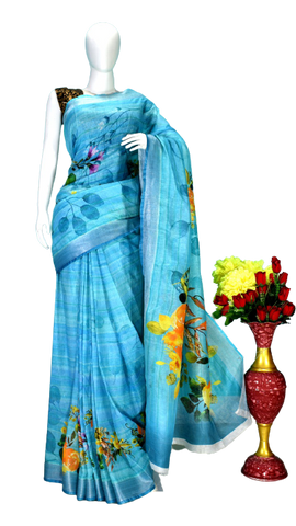 Linen digital print saree yasir