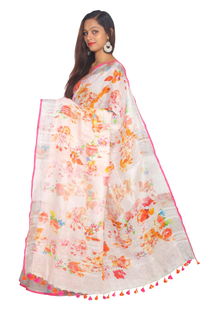 Linen digital print saree Yasir