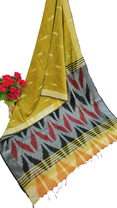 Ikkat khadi linen saree SILK ZONE