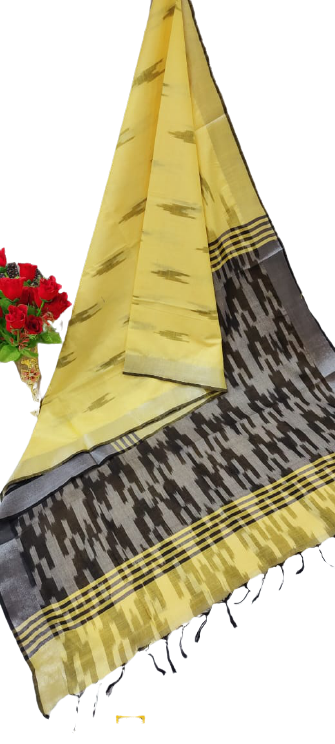 Ikkat khadi linen saree SILK ZONE