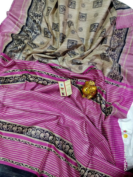 TUSSAR SILK PRINT SAREE