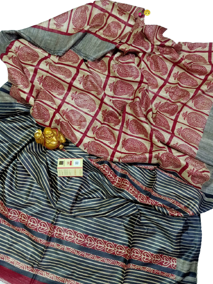 TUSSAR SILK PRINT SAREE