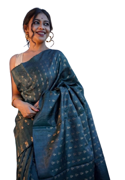 Tussar embroidery silk saree SILK ZONE