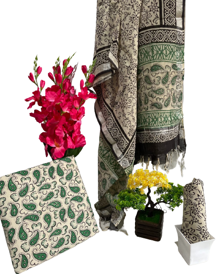 Cotton linen bagru print suit SILKZONE