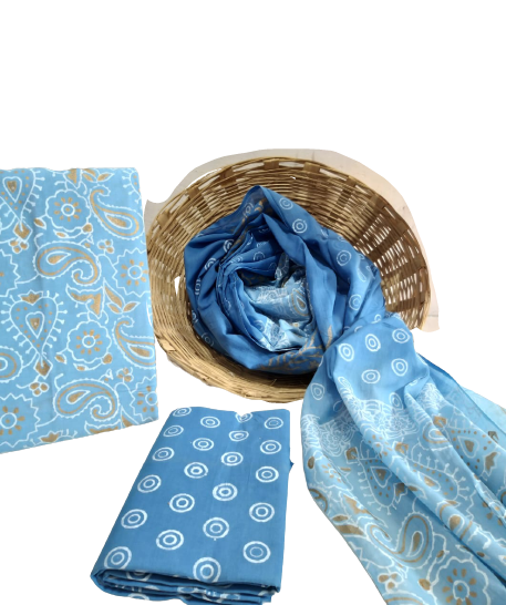 Cotton linen jagru print suit SILK ZONE