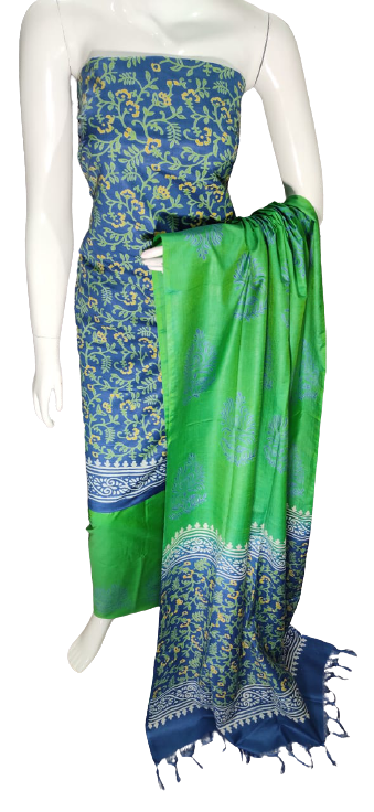 Soft silk hand block discharge print suit SILK ZONE