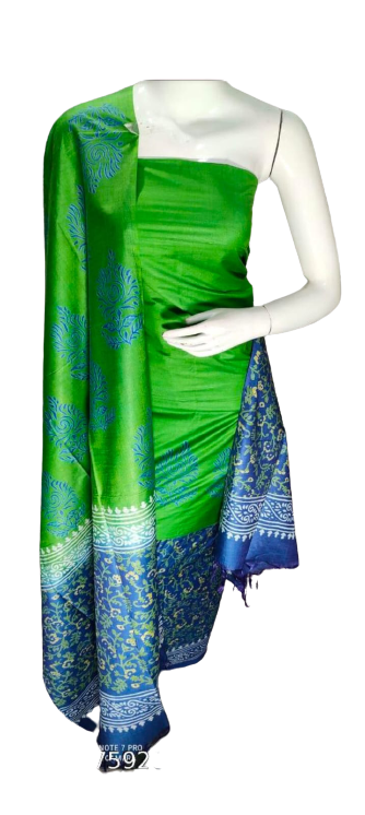 Soft silk hand block discharge print suit SILK ZONE