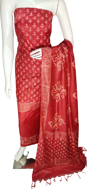 Soft silk hand block discharge print suit SILK ZONE