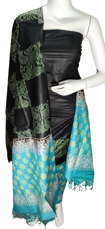Soft silk hand block discharge print suit SILK ZONE