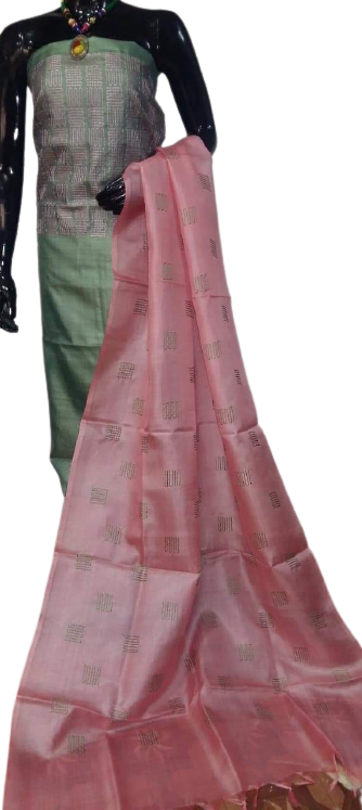 Tussar silk hand print suit SILK ZONE