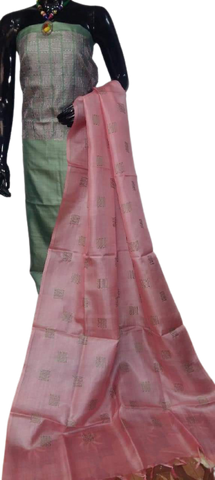 Tussar silk hand print suit SILK ZONE