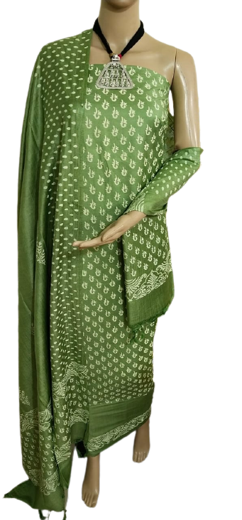 Soft silk hand block print suit PTS