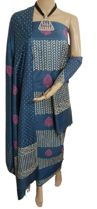 Soft silk hand block print suit PTS