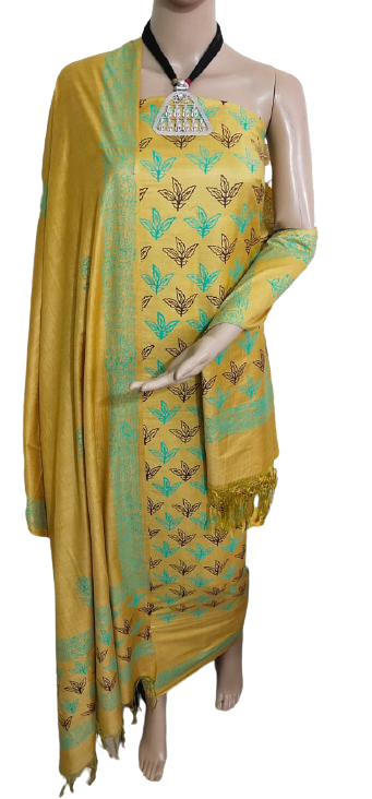 Soft silk hand block print suit SILK ZONE