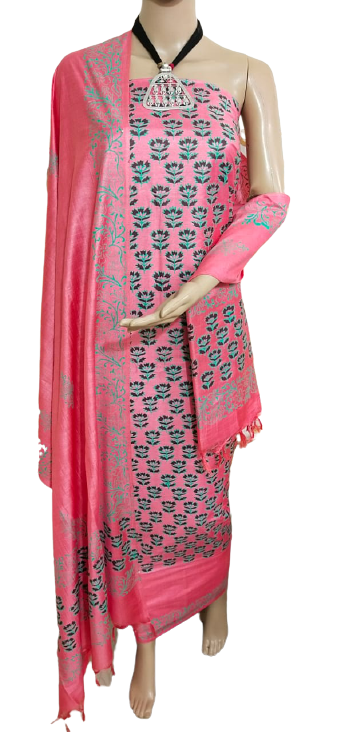 Soft silk hand block print suit PTS
